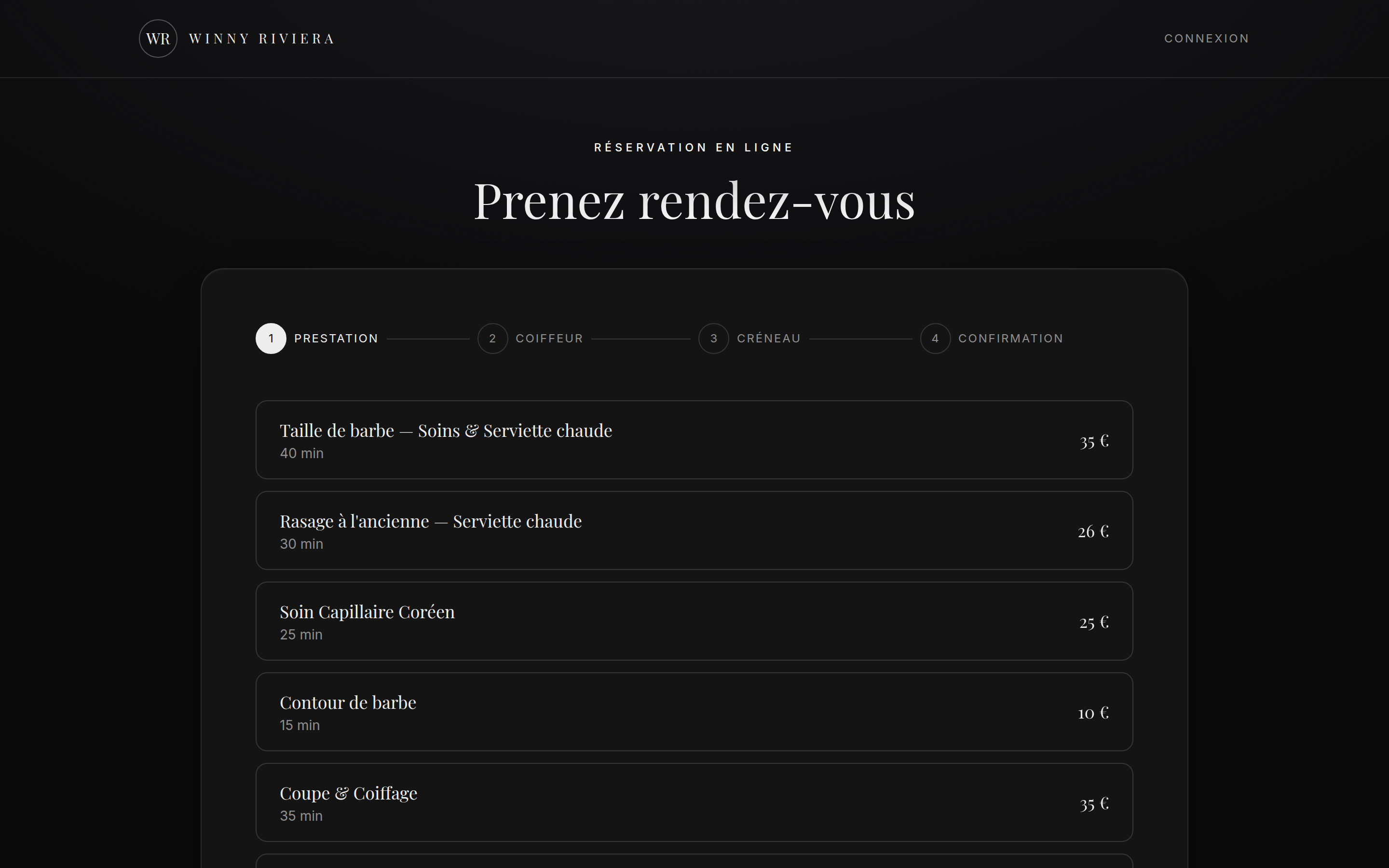 Plateforme coiffure — réservation en ligne