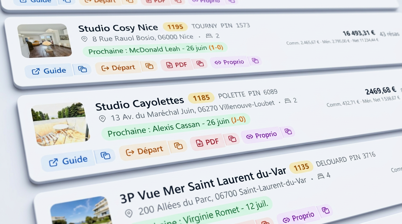 Riviera Keys — tableau de bord des locations